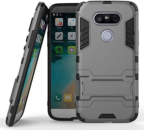 LG G5 Case, LG G5 Cover, Kio Hybrid Rugged Dual Layer Armor Back Cover Impact Shockproof Soft Silicone Bumper Case with [Kickstand] Protective Case for LG G5 (Gray)