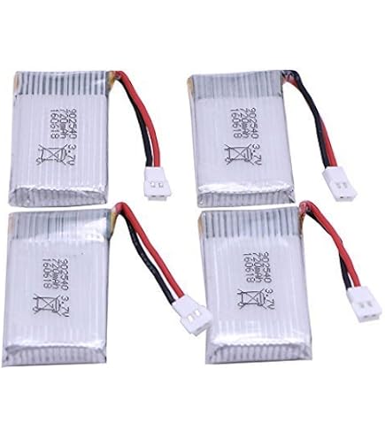 YUNIQUE GREEN-CLEAN-POWER Cargador 1 A 4 Y Baterías Lipo 500mAh Para Drones - Compatible Con Hubsan X4, V252, Syma X5C, JJRC, Tamaño 42x20x8 Mm, 13.5 G, Color Azul