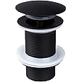 Swetup Click Clack Basin Waste Unslotted, Black Pop Up Plug for Bathroom Sink