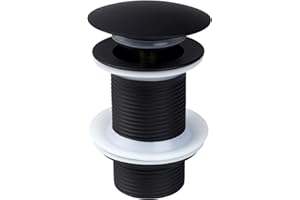 Swetup Click Clack Basin Waste Unslotted, Black Pop Up Plug for Bathroom Sink