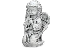 FEINKNICK Stylowy anioł jako figura dekoracyjna do wewnątrz i na zewnątrz - modlący się anioł jako anioł stróż i anioł grobowy - odporna na warunki atmosferyczne figura na grób 16 cm - żałobna rzeźba dekoracyjna dająca nadzieję