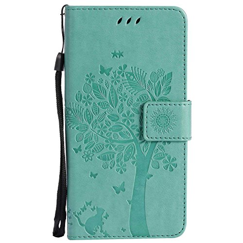 Preisvergleich Produktbild DENDICO Galaxy Xcover 4 Hülle, Leder Handyhülle mit Standfunktion und Kartenfach, Magnetverschluss Flip Brieftasche Etui Schutzhülle für Samsung Galaxy Xcover 4 - Grün