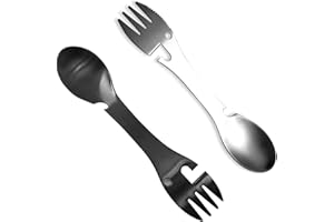 Cuillere Camping, Witbicg Cuitochette Cuillère Fourchette, 2 Pièces Cuillère Fourchette Camping Il Est Possible d'Ouvrir Des Bouteilles, De Couper De La Nourriture, Pour Le Camping Et La Sortie