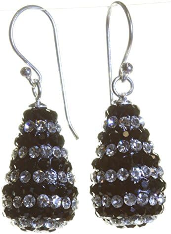 Attractive 925 Sterling Silver Ladies Drop Earrings with Crystal - 32mm*11mm