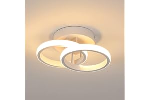 Goeco Lampa sufitowa LED, 2 żarówki, nowoczesna, okrągła lampa sufitowa, 3000 K, ciepła biel, 22 W, silikonowa obudowa, lampa LED do salonu, sypialni, kuchni (biała, model 1)