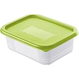 Rotho Domino Set di 4 Vasetti Freezer da con Coperchio, Plastica (PP) senza BPA, Verde/Trasparente, 4 x 0.5 L, 15.7 x 11.8 x 