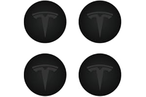 DADYM 4pcs Emblem Badge Sticker for Tesla Model Y Model 3,56mm Car Wheel Hub Centre Caps Cover Sticker 3D Car Logo Protective Sticker Wheel Trims,Black