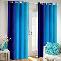 Shree Ram Decor Polyester Blend Long Crush Eyelet Window 5 ft Curtains (Aqua Blue) Set of 2