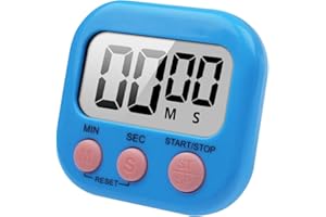 HOUDIAN Großer Bildschirm Digitaler Küchentimer Magnetisch Stoppuhr Timer mit Uhr, Timer für Backen, Küche, Studium, Trainingstraining, Count-Up- und Countdown-Uhr(Blau)
