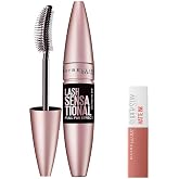 Maybelline New York Lash Sensational Yelpaze Etkili Intense Black Maskara - Ekstra Siyah 9.5 ml & Mini Super Stay Matte Ink L
