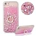 Produktbild Hart Hülle für iPhone 8,Diamant Flüssigkeit Handyhülle für iPhone 7,Moiky Luxuriös Süß 3D Rosa Liebe Herzen Kristall Glitzer PC Klar Rückseite Hülle mit 360 Grad Ständer Ring Halterung