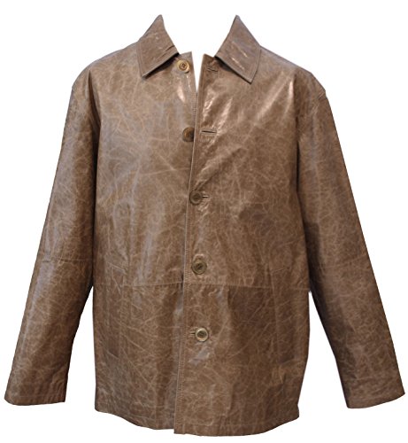 Curzio - Lederjacke Herrenjacke Blouson gewachstes crushed Leder mit Knpfen Rindleder Jacke Comfort Fit relaxter Passform schwarz beige