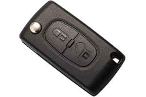 2 Botones Carcasa Mando Llave de Coche con Zócalo de Pila, RISVOWO Mando a Distancia CE0536, Funda Llaves, Carcasa Llave Plegable Compatible con Peugeot 207 307 308 407 607 807 Citroën C2 C3 C4 C5 C6