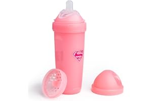 Herobility DC Supergirl Double Anti-Colic Baby Bottle | Award-Winning Hero Baby Bottles | Soft Breast-Like Teat, Easy Mixing Lid & Net | Safe & Environment Friendly Materials | 340ml/12 fl oz