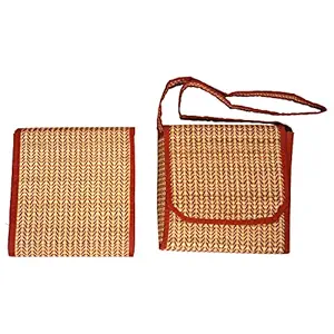 Mohar Exclusive Handmade Madur Kathi (Natural Fibre) Yoga Mat Along with Side Bag for Gym Workout and Flooring Exercise (MEH10059M)