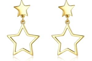 IMINI Stern Ohrstecker - 14K Gold Glücks Stern Ohrringe für Damen und Mädchen - Fashion Schmuck
