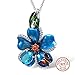 Produktbild DIAOZHUIXL Kette Halskette Frauen Anhänger Mädchen, Emaille Blume - Distinguished,Urlaub Geburtstag Gib Frau Freundin Guter Freund Schwestern,S925 Silber 18 Zoll Kette,Blau