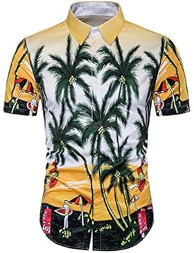 Herren T-Shirt Slim-Fit Sannysis Männer Hawaii Shirt Print T-Shirt Sport Kurzarm T-Shirts Bluse Top