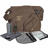 Baby Wickeltasche ELEPHANT Umhängetasche Canvas inkl. Wickelmatte, Buggy Fixierung Karabiner, Windelbeutel, Thermo Iso Flaschentasche, Schnuller Etui - Farbauswahl (Khaki)