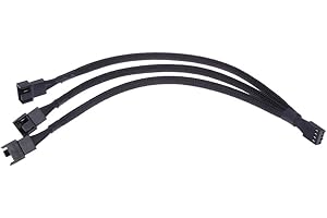 Malayas 4 pin PWM Fan Cable 1 to 3 ways Splitter Black Sleeved Extension Cable (1pcs)