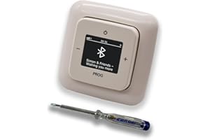 EBROM'S BJ SETS Busch Jäger DAB+ Unterputz Bluetooth Radio Set 8217U-101 im 1fach Rahmen in Duro 2000 cremeweiß inkl. EBROM Phasenprüfer zur Montage des Geräts