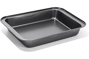 Kytpyi Bandeja para hornear, acero al carbono, antiadherente, rectangular, profunda, 30x20x5 cm