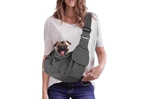 Nasjac Tragetasche Hund, Hand frei Hundetragetuch mit Bodenstützen Komfortable hundetasche mit Verstellbarem Gepolstertem Schultergurt und Reißverschlusstasche für klein Hunde Katzen im Freien Reisen