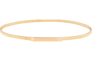 Alaoo Elastiskt metallbä , kvinnor smal metall elastiskt bä med interlockspänne, guld midjeband stretch midjebä för klänningar kjolar blusar overaller stretchigt elegant tillbehör