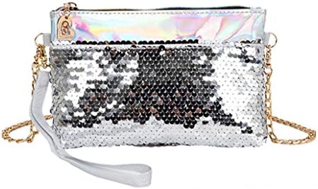 Sequins Women Ladies Bag, LILICAT Sequins Leather Crossbody Bag Coin Bag Phone Bag Messenger Bag Bling Shiny Fashion Casual For Shoping Travel (Silver)