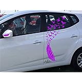 Auto Aufkleber / Seitendekor Set***Feder mit Vogel Schwarm + BONUS 2er Set Federn für Seitenspiegel*** - (Größen und Farbauswahl)