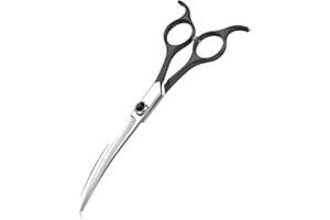 Moontay 16,5 cm gebogene Fellschere für Hunde, Katzen und Haustiere, professionelle Fellschere für Hunde, Katzen und Haustiere, gebogene Schere 440C japanische Edelstahlklinge