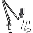 Audio Array AM-C40 Professional 96kHz/24bit USB Condenser Microphone Kit with Boom Arm & Pop-Filter | No Latency Headphone Monitoring with Mute & Volume Control Knob | Gaming, Podcasting & Streaming
