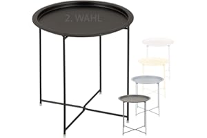 Amago home Beistelltisch Ø 47 H 51 2. Wahl Gartentisch Balkon Tisch Terassentisch rund Metall Farbe schwarz