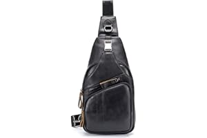 SDINAZ Pelle da Uomo Borsello Monospalla Vintage Petto in Vera Pelle Crossbody Spalla Zaino Casual IT906
