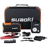 Suaoki G7 Plus 18000mAh Multi-function Car Jump Starter Démarrage de Voiture avec 600A Courant de Crête Alimentation Eléctrique d'Urgence pour Voiture avec LED Flashlight + 80 PSI Compresseur d'air Pompe(Orange)
