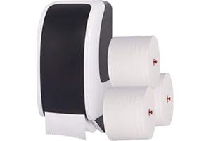‎BLANC HYGIENIC Blanc HYGIENIC Toilettenpapier-Spender Set Cosmos – 1 Spender für Einzelblatt Toilettenpapier inklusive 32 Klopapier-Rollen 3-lagig, für Wand-Montage, Schwarz und Weiß