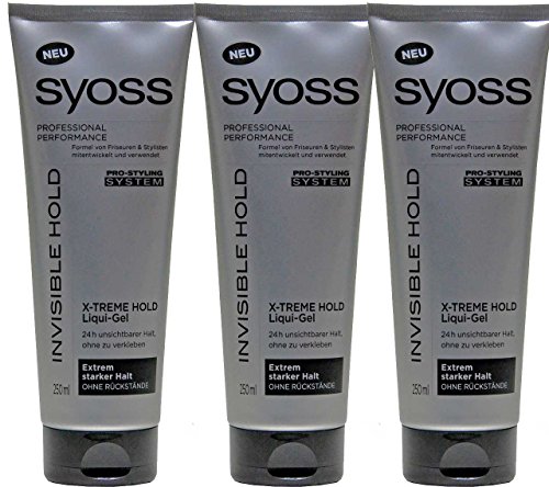 Syoss Invisible Hold X-Treme Hold Liqui-Gel 250 ml Haargel - 3er Pack