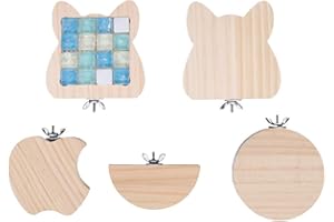 GELUODE 5er Pack Hamster Plattformen, Holz Stehbrett Natürliche Vogelkäfig Sitzstangen für Kleintiere Rennmaus Ratte Chinchilla Hamster Vogel Papagei Käfig Zubehör Übungsspielzeug Sektor