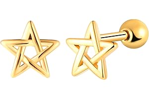 Yumilok Boucles d'oreilles Étoile Acier Inoxydable pour Femme Homme: Vintage Clous d'oreilles à Vis - Boucles d'oreilles Piercing Cartilage - Bijoux Fantaisie Décoration Adolescent