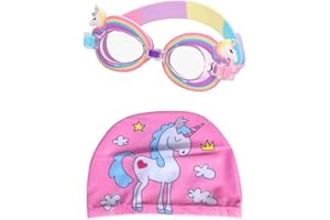 alslovkar Occhialini da Nuoto per Bambini, Occhialini da Nuoto dei Cartoni Animati, Protezione UV Anti-Appannamento Occhialini da Nuoto Confortevole Regolare per Bambini