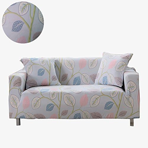 MOVING GARDEN Sofa Slipcover Stretch Fabric Flower Bird Pattern Elastic Chair Loveseat Couch Settee Sofa Covers Pet Dog Protector (2 Seater, Leaf)