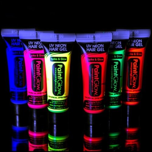 UV Neon Hair Gel Clubbing Rave Party Ibiza Holiday x 6 Disco Glow Dark Glow Pub