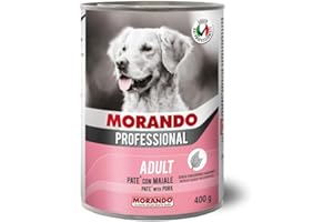 Morando Professional Adult Pastete Nassfutter für Hunde (100% Made in Italy, Hauptzutat: Schweinefleisch, Hundefutter nass, hochwertiger Hundesnack, Portionsgröße: 400 g)