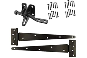Merriway BH07087 Heavy Duty Wooden Garden Gate Hanging Kit, 2 x 12 inch Black Tee Hinges, Black Auto Close Latch & All Fixings