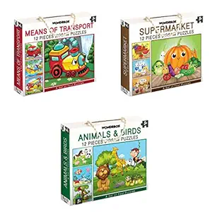 WONDRBOX Jigsaw Puzzle for 3 And Up, Set of 12, Multicolour