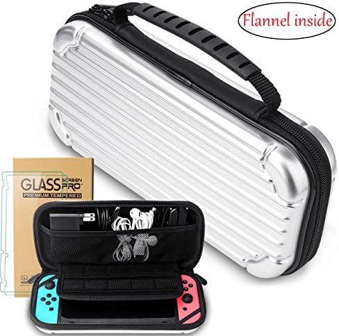 Nintendo Switch Hard Case,Switch case with 2 pack H9 Nintendo Switch screen protector High-capacity with 10 Game Cartridges Switch Traval Carry Case, Suitcase Design and Flannel inside, High-end Custom Switch case Pouch for Nintendo Switch Console &amp; Accessories