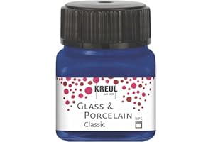 KREUL 16213 - Vidrio y porcelana Azul real clásico, en bote de 20 ml, pintura brillante al agua para vidrio y porcelana, de secado rápido, opaca