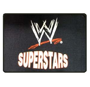 NEW WWE LOGO WRESTLING SUPERSTARS LARGE BLACK RECTANGULAR CARPET RUG