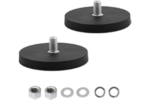 BEATIFIC 2 Stück Neodym Magnete Gummiert, Ø 88mm Gummi Runde Magnete, Flachgreifer Magnet, Scheibe Topfmagnet Mit M8 Außengewinde, 55kgs Tragkraft, für Lichtleisten, Gummi Runde Magnete mit Gewinde