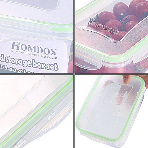 Homdox Frischhaltedosen Vorratsdosen Set Essen Box Brotdose Gefrierbehälter Eckig 5-teilig - 3